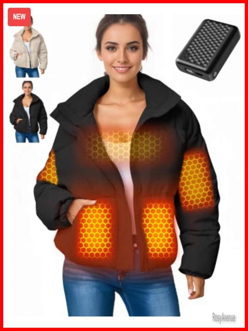 Graphene Heated Jacket 12V Fast Charge 18400mAh Water Repellent Quilted Hooded